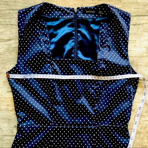 MOVING SALE 🔥  PORTMANS Navy & White Polka Dot Pencil Dress Size EUC 10 - Picture 7 of 16